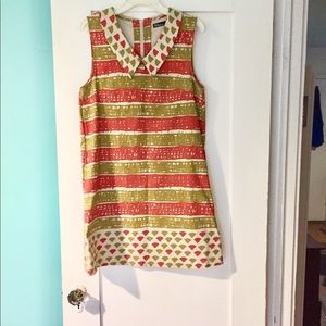 Dear Creatures. Orange yellow mod shift dress